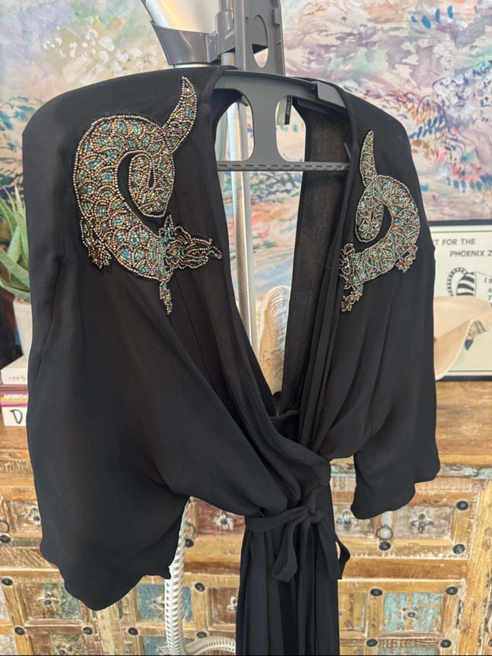 Topshop Dress with Beaded Dragons. Size 8